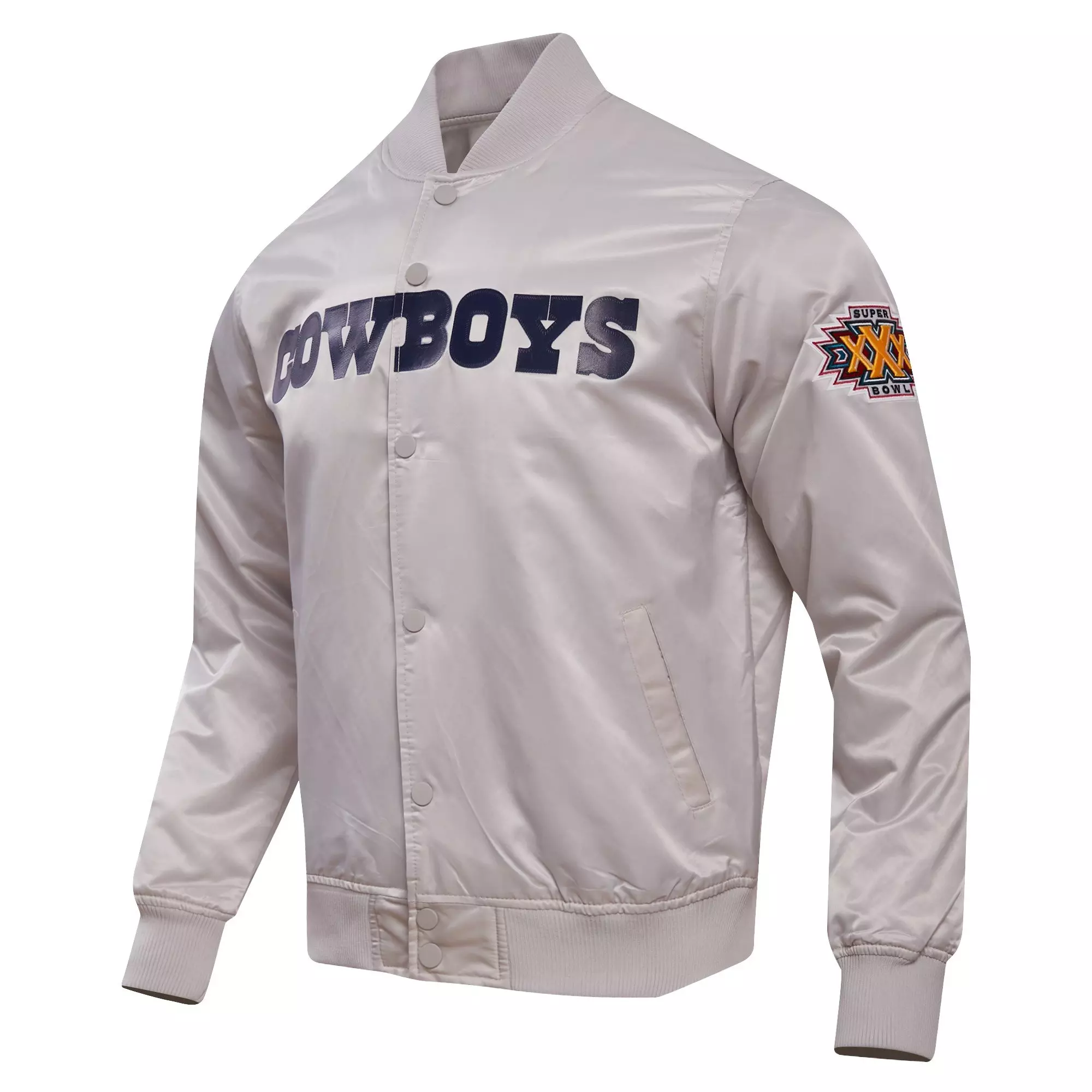Pro Standard Men's NFL Dallas Cowboys Big Logo Satin Jacket - Silver - SILVER