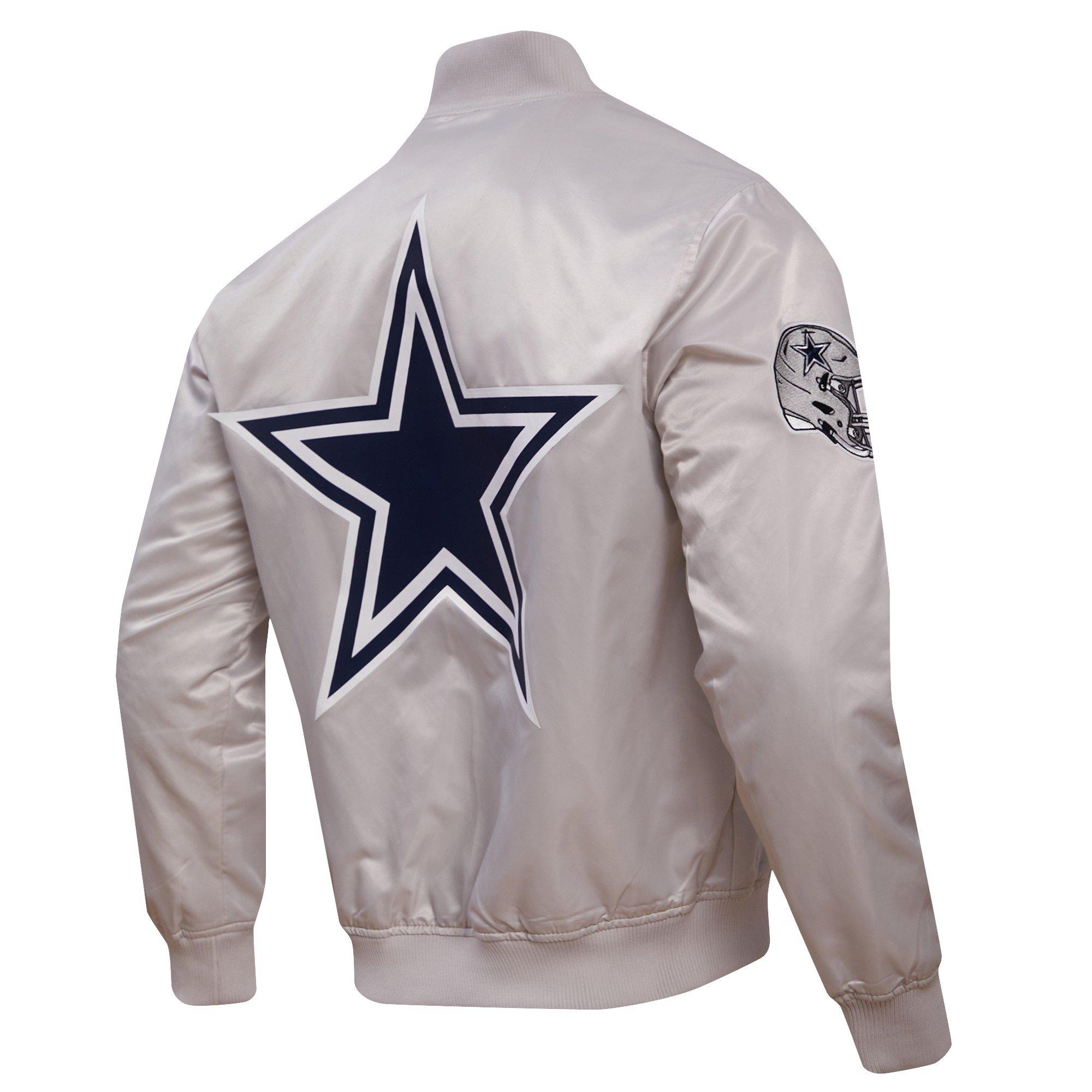 Pro Standard Men's NFL Dallas Cowboys Big Logo Satin Jacket - Silver - SILVER