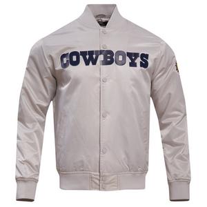 Pro Standard Men's NFL Dallas Cowboys Big Logo Satin Jacket - Silver - SILVER