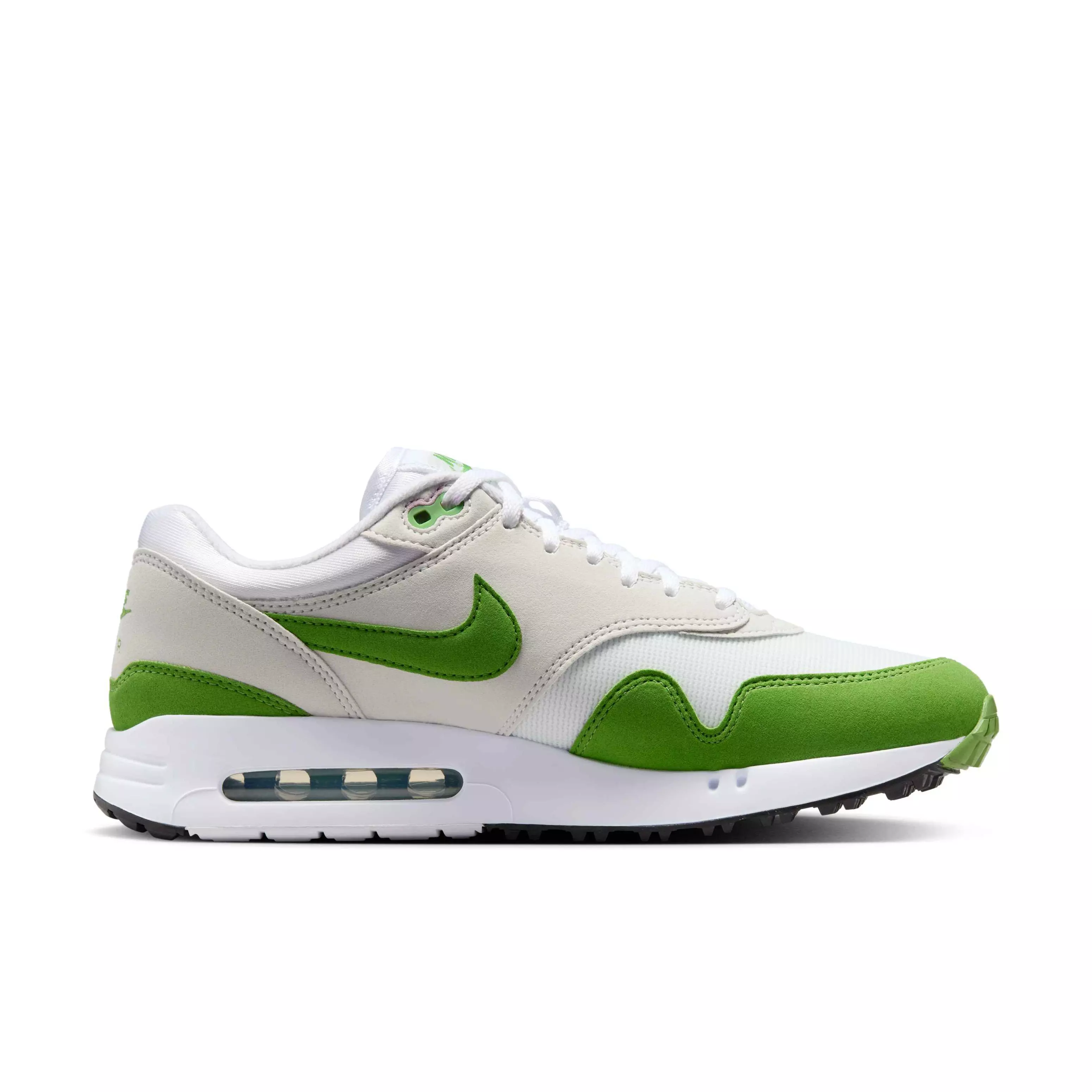 Nike Air Max 1 '86 OG G "White/Photon Dust/Black/Chlorophyll" Men's Golf Shoe - WHITE/DUST/BLACK/CHLOROPHYLL