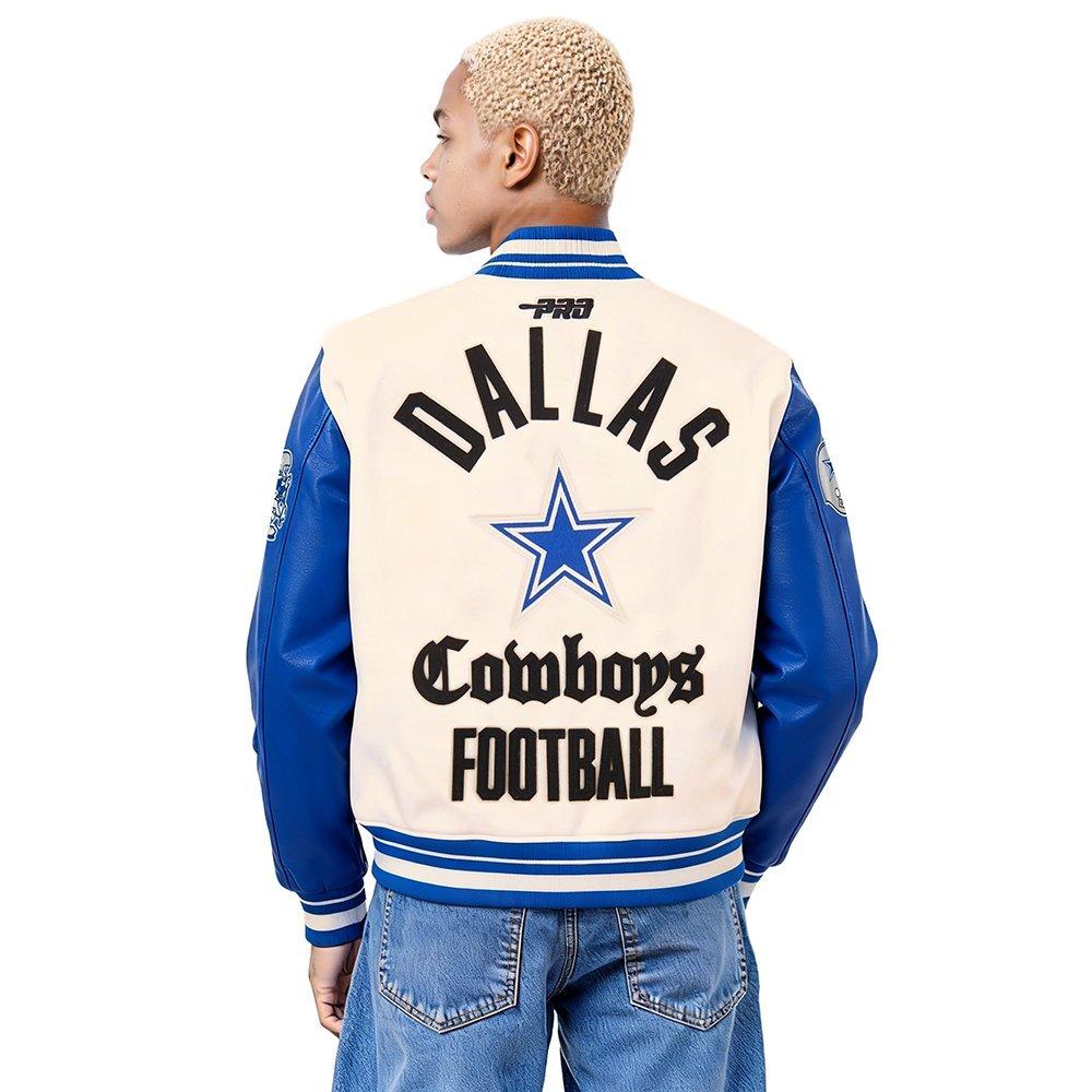 Pro Standard Men's NFL Dallas Cowboys Modern Originals Rib Wool Varsity Jacket - EGGSHELL/BLUE
