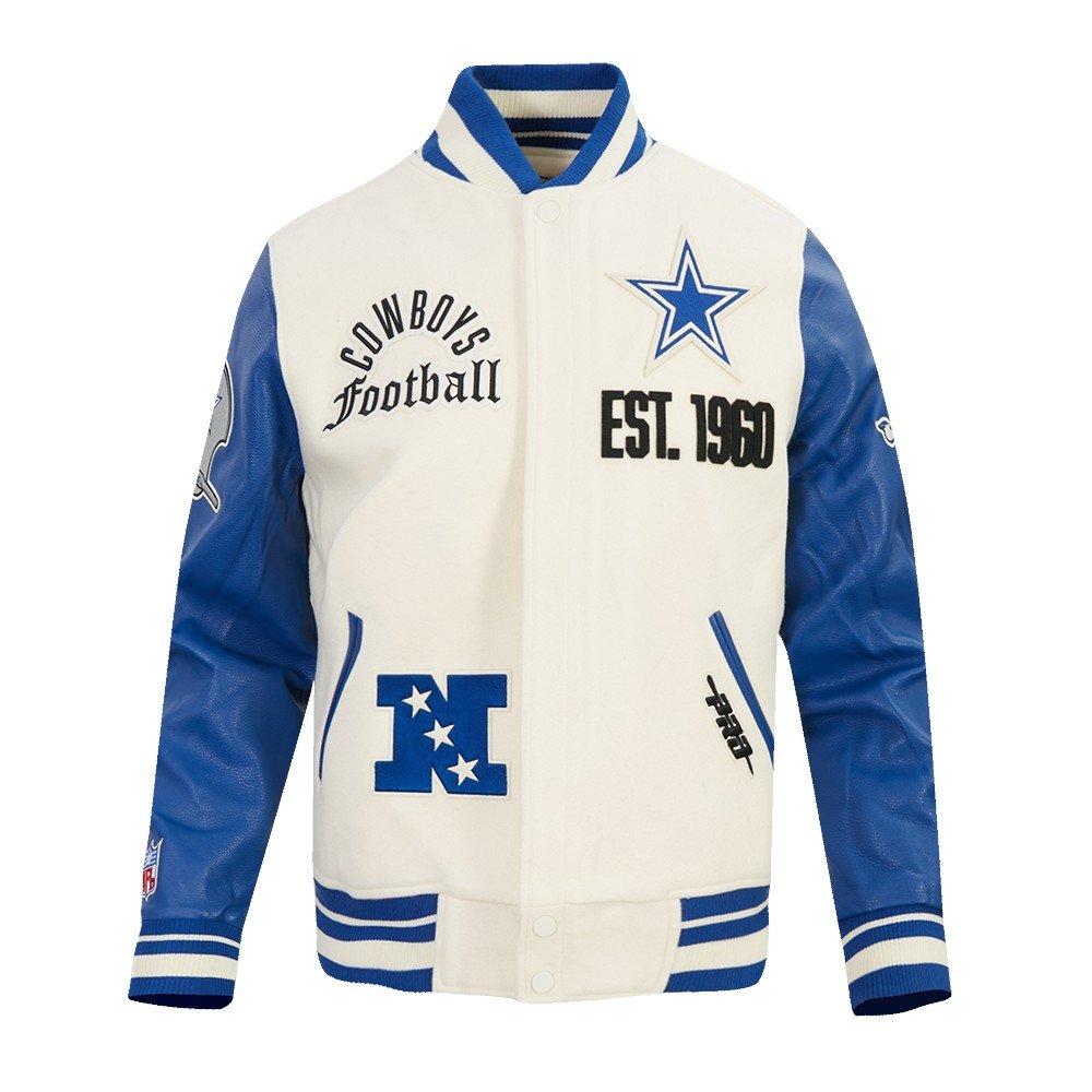 Pro Standard Men's NFL Dallas Cowboys Modern Originals Rib Wool Varsity Jacket - EGGSHELL/BLUE