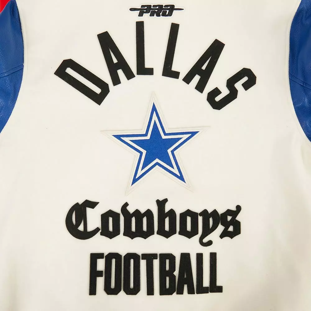 Pro Standard Men's NFL Dallas Cowboys Modern Originals Rib Wool Varsity Jacket - EGGSHELL/BLUE