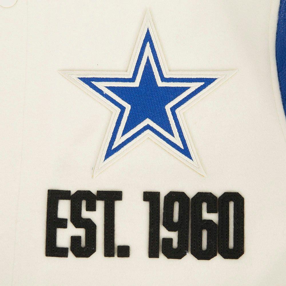 Pro Standard Men's NFL Dallas Cowboys Modern Originals Rib Wool Varsity Jacket - EGGSHELL/BLUE