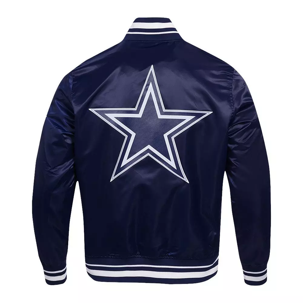 Pro Standard Men's NFL Dallas Cowboys Script Tail Satin Jacket - Navy - NAVY