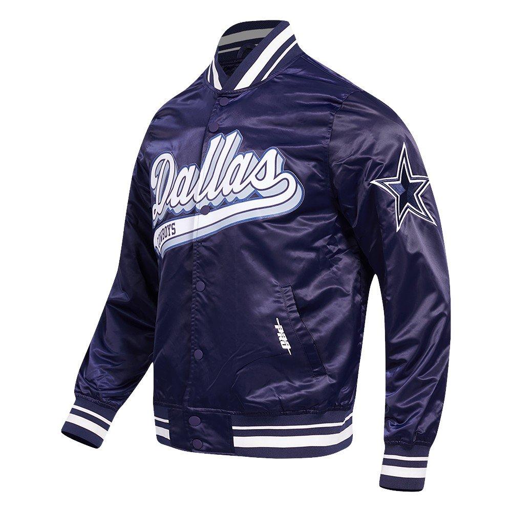 Pro Standard Men's NFL Dallas Cowboys Script Tail Satin Jacket - Navy - NAVY