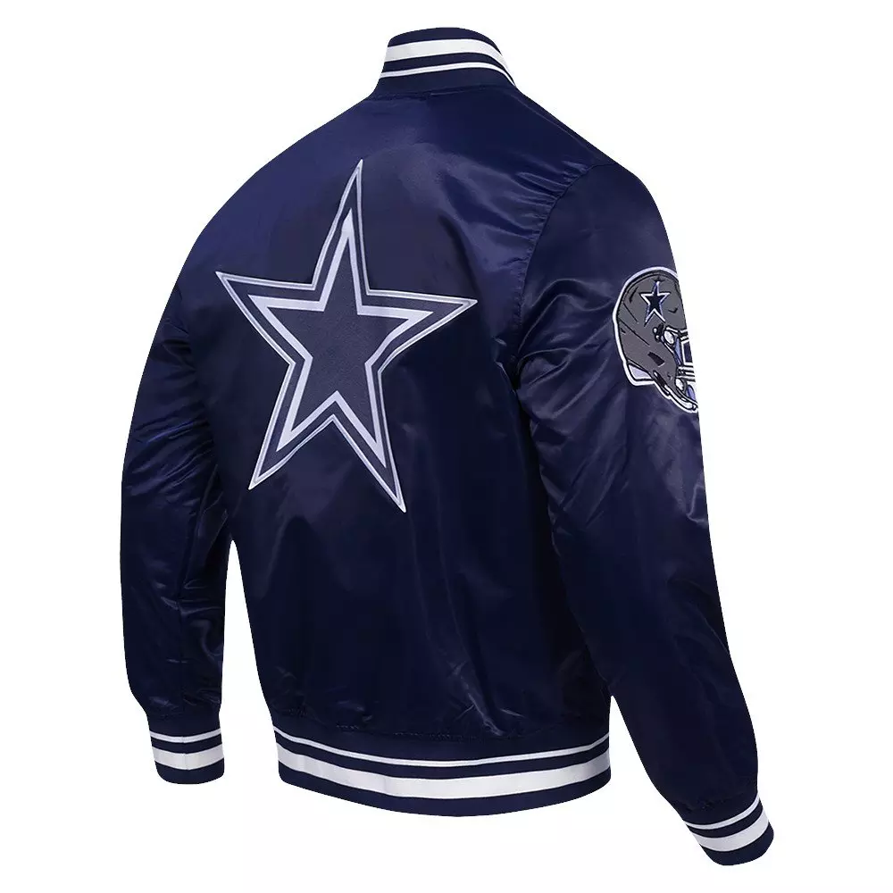 Pro Standard Men's NFL Dallas Cowboys Script Tail Satin Jacket - Navy - NAVY