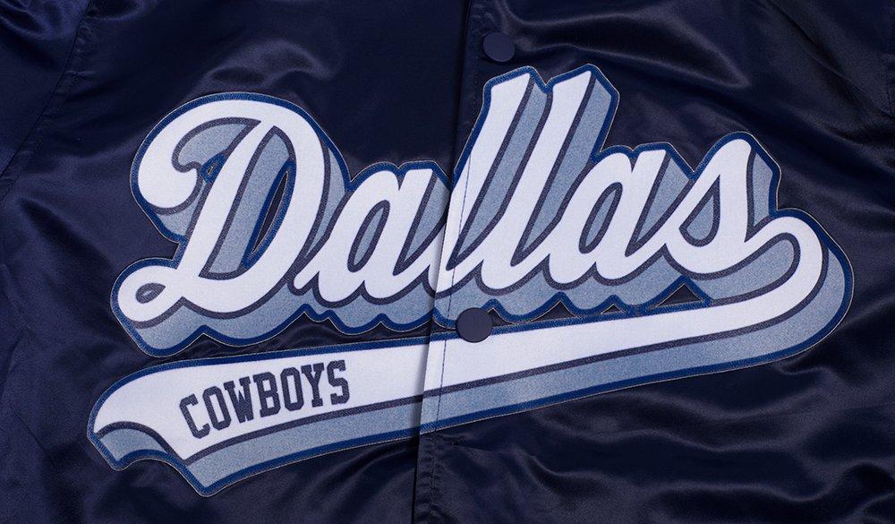 Pro Standard Men's NFL Dallas Cowboys Script Tail Satin Jacket - Navy - NAVY