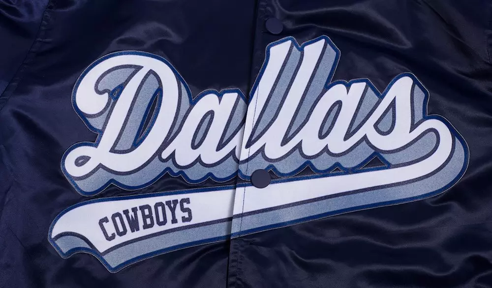 Pro Standard Men's NFL Dallas Cowboys Script Tail Satin Jacket - Navy - NAVY