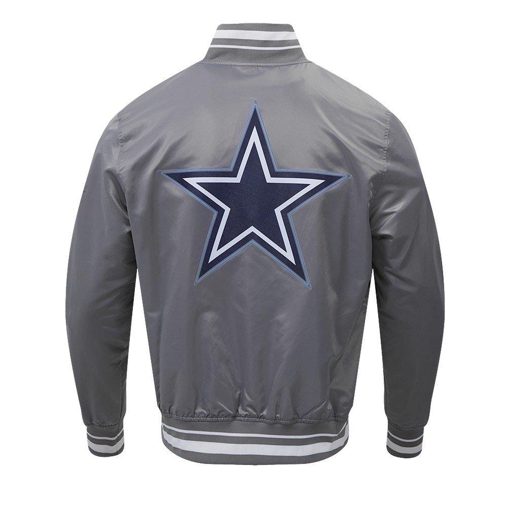 Pro Standard Men's NFL Dallas Cowboys Script Tail Satin Jacket - Grey - GREY