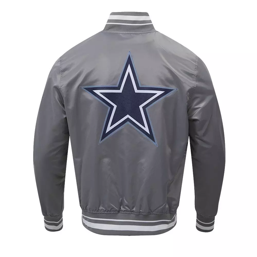 Pro Standard Men's NFL Dallas Cowboys Script Tail Satin Jacket - Grey - GREY