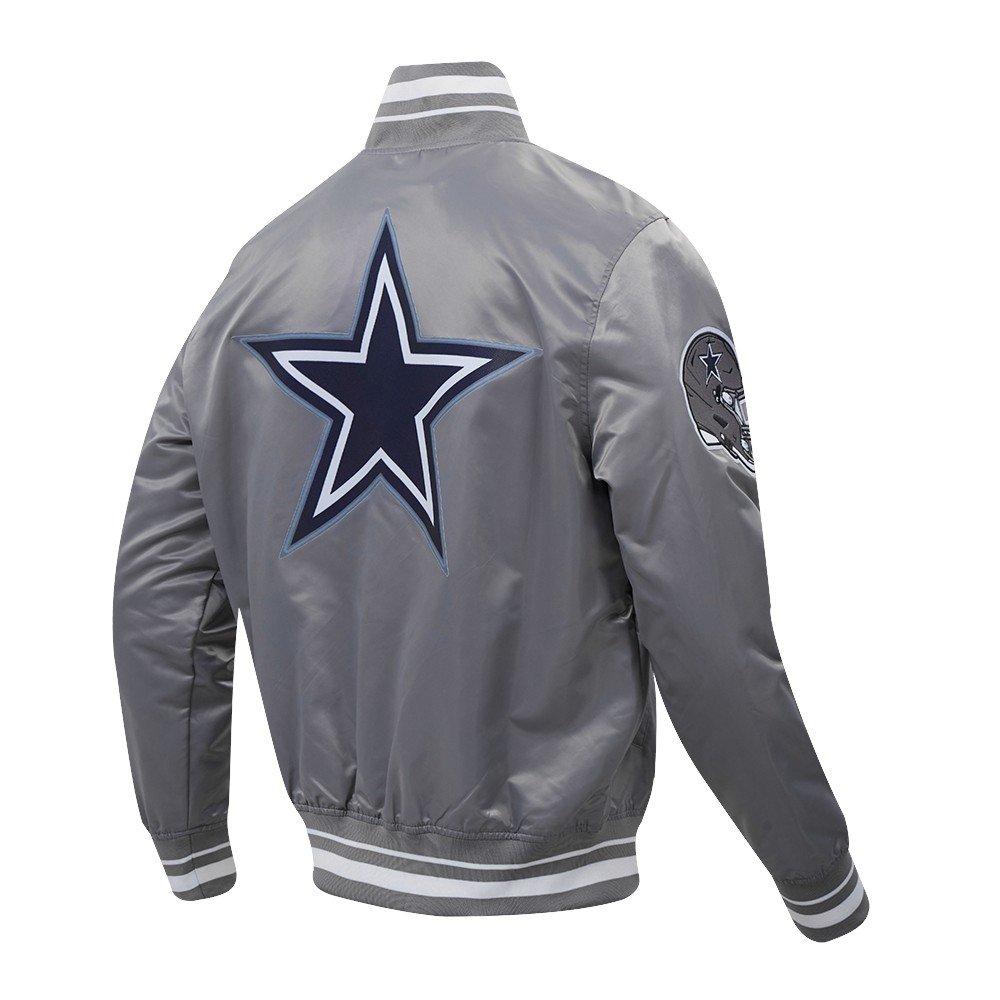 Pro Standard Men's NFL Dallas Cowboys Script Tail Satin Jacket - Grey - GREY