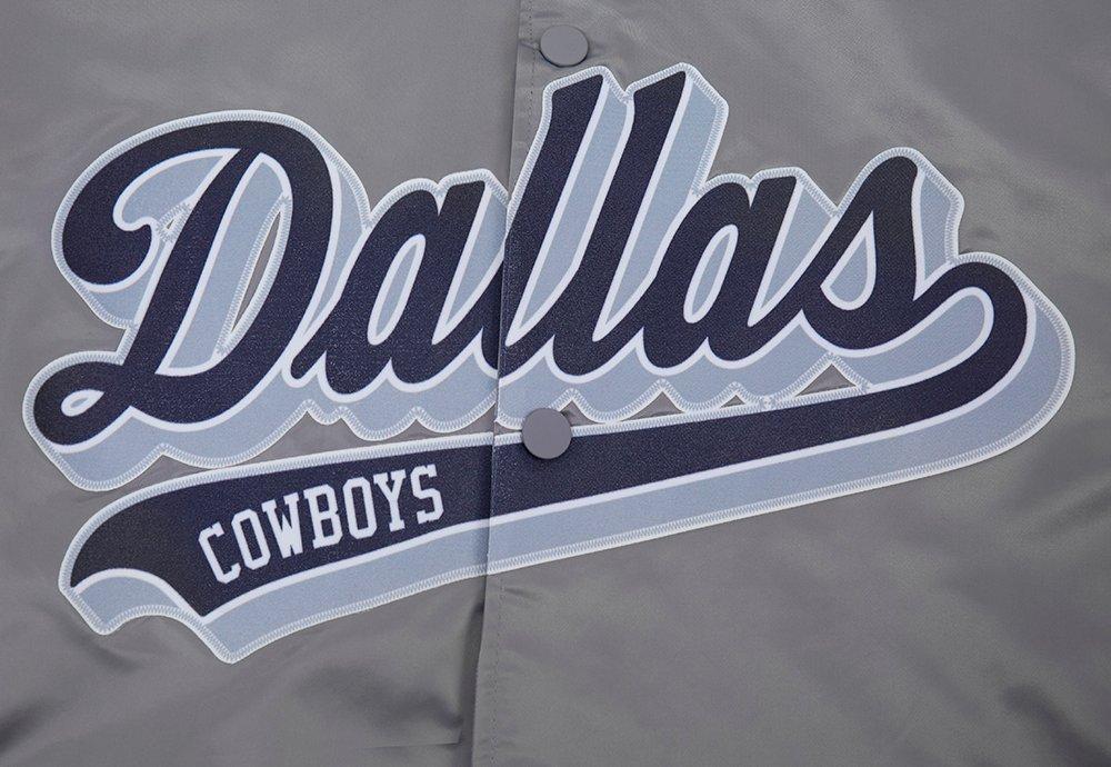 Pro Standard Men's NFL Dallas Cowboys Script Tail Satin Jacket - Grey - GREY
