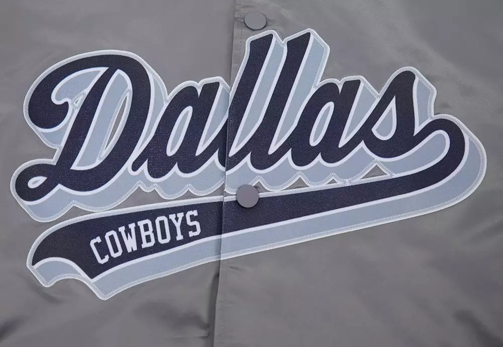 Pro Standard Men's NFL Dallas Cowboys Script Tail Satin Jacket - Grey - GREY