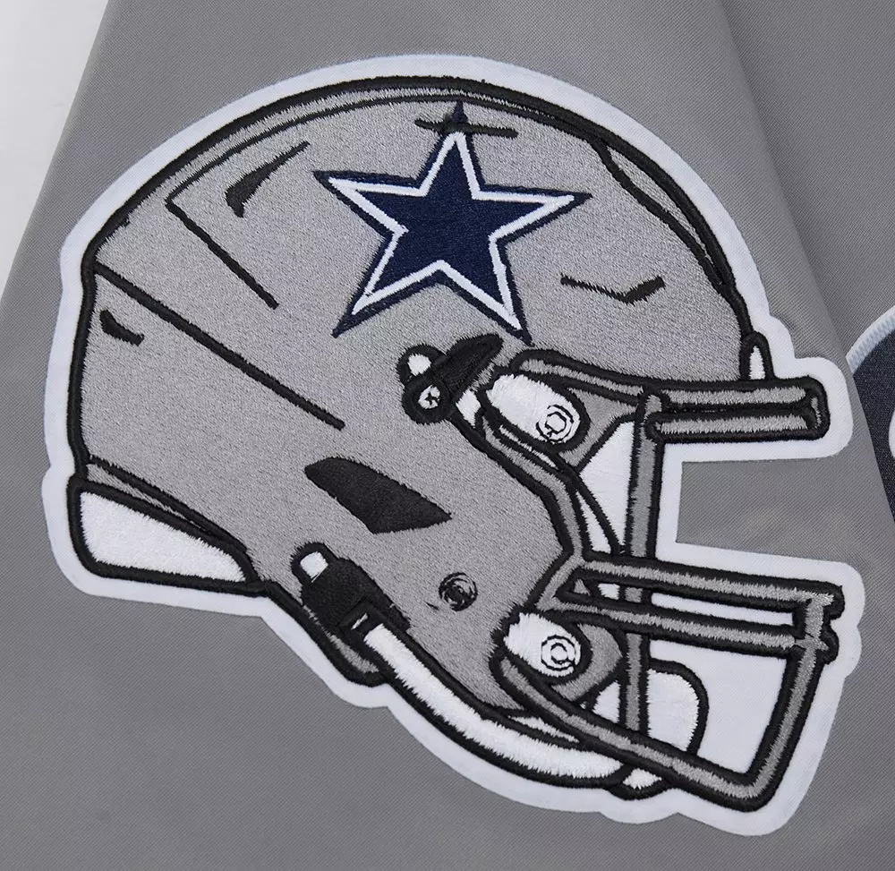 Pro Standard Men's NFL Dallas Cowboys Script Tail Satin Jacket - Grey - GREY