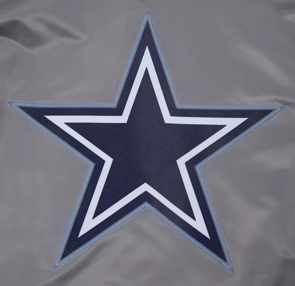 Pro Standard Men's NFL Dallas Cowboys Script Tail Satin Jacket - Grey - GREY