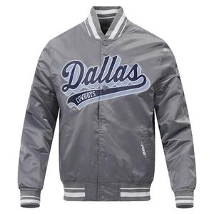 Pro Standard Men's NFL Dallas Cowboys Script Tail Satin Jacket - Grey - GREY