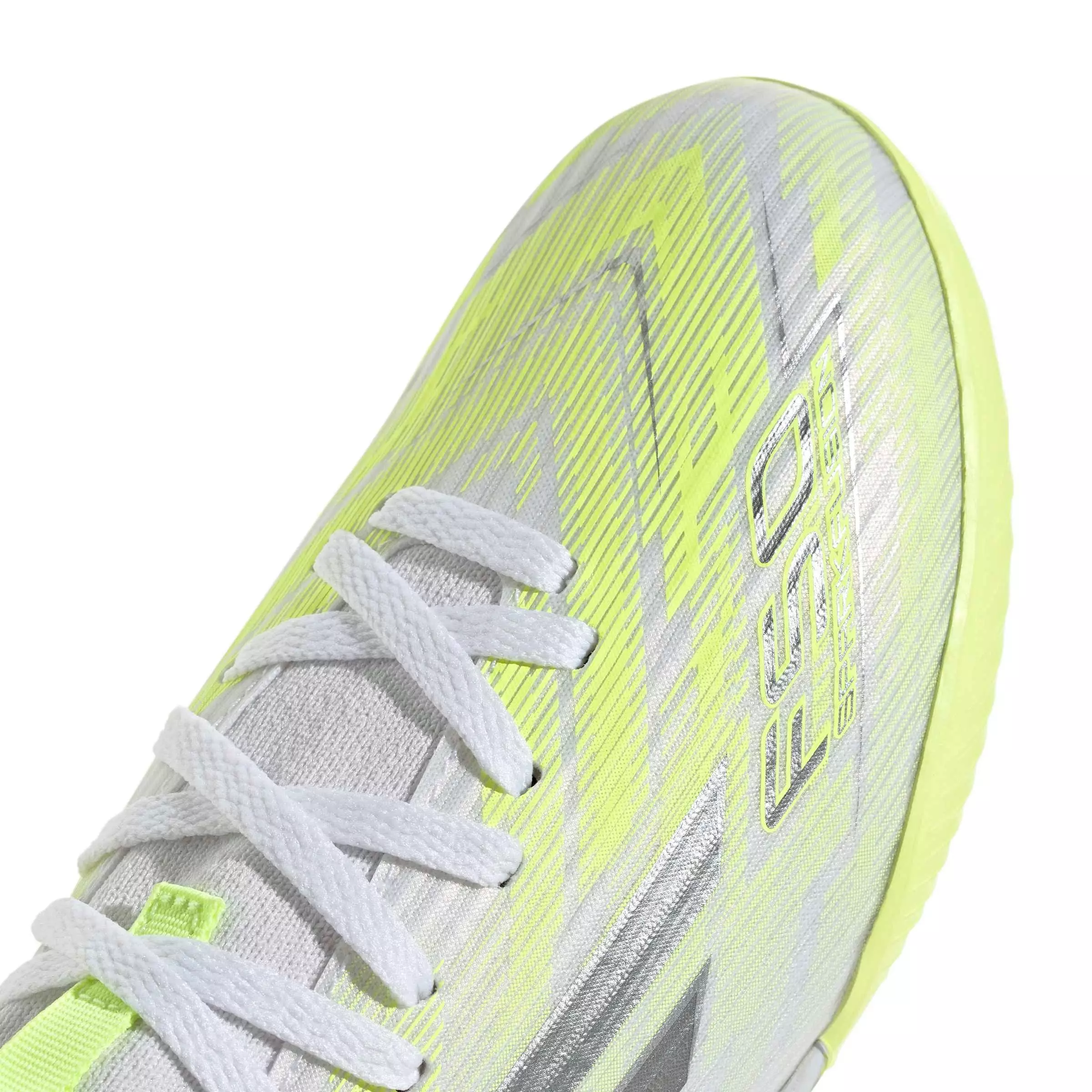 adidas F50 Sparkfusion League Mid Cut Turf "White/Iron/Hi-Res Yellow" Preschool Kids' Soccer Shoe - WHITE/IRON/YELLOW