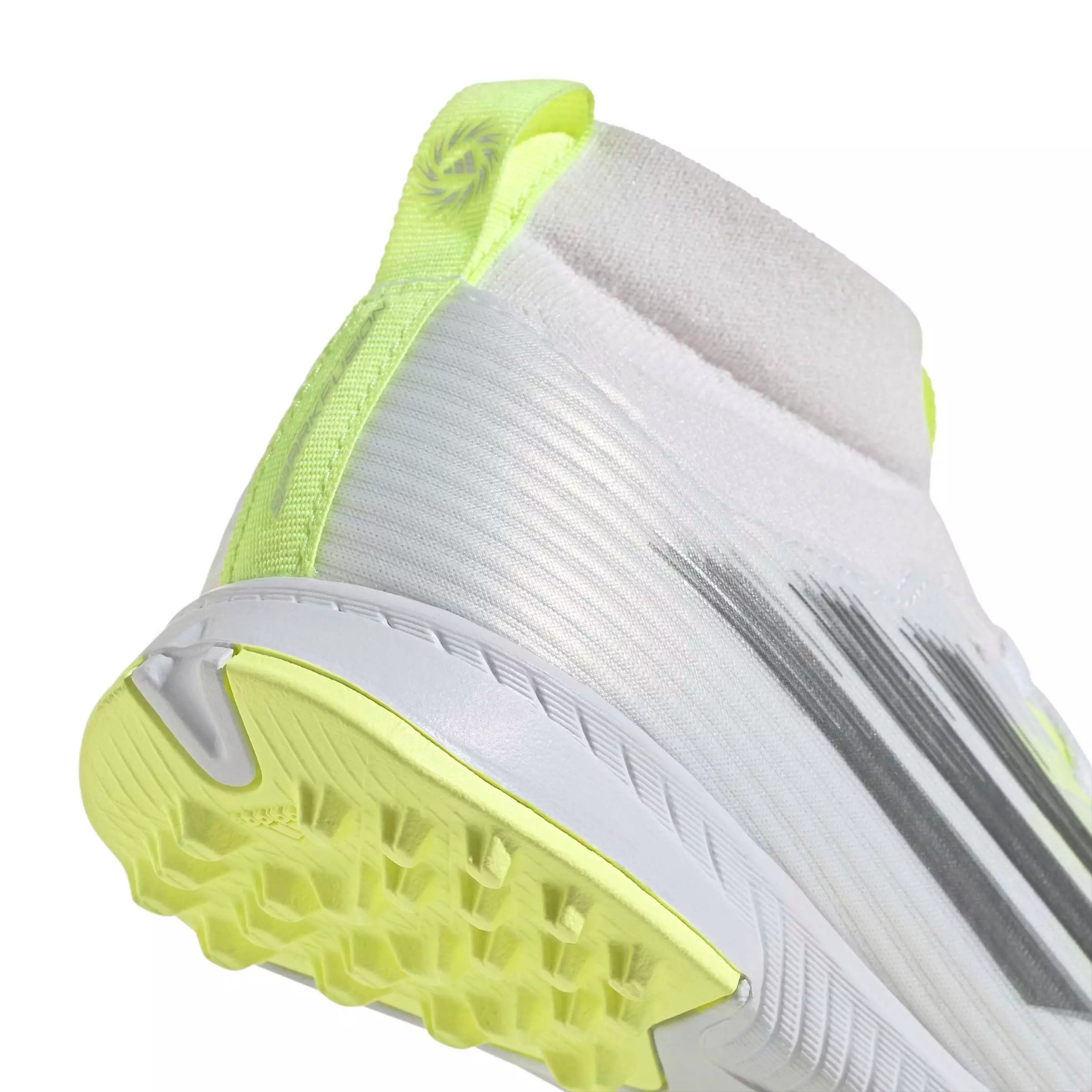 adidas F50 Sparkfusion League Mid Cut Turf "White/Iron/Hi-Res Yellow" Preschool Kids' Soccer Shoe - WHITE/IRON/YELLOW
