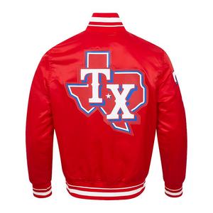 Pro Standard Men's MLB Texas Rangers Script Tail Satin Jacket - Red - RED