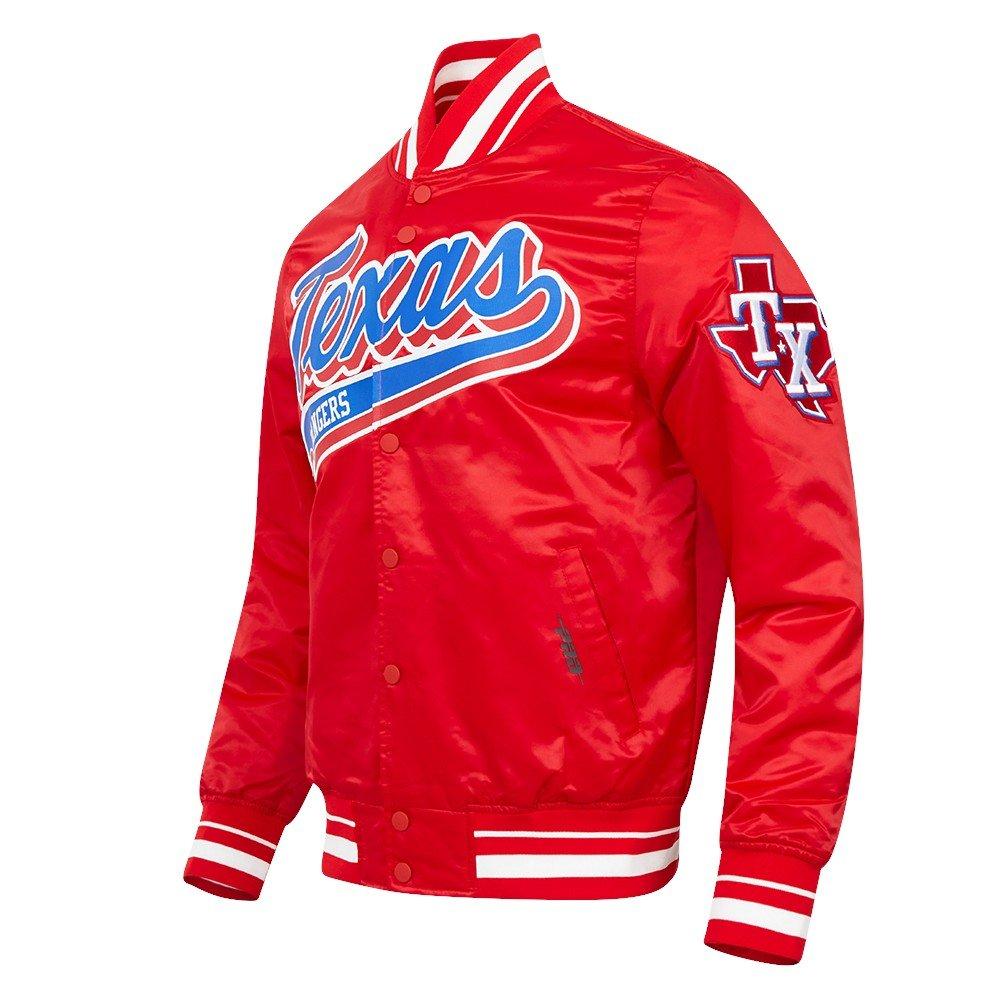 Pro Standard Men's MLB Texas Rangers Script Tail Satin Jacket - Red - RED