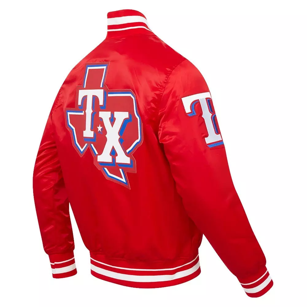 Pro Standard Men's MLB Texas Rangers Script Tail Satin Jacket - Red - RED