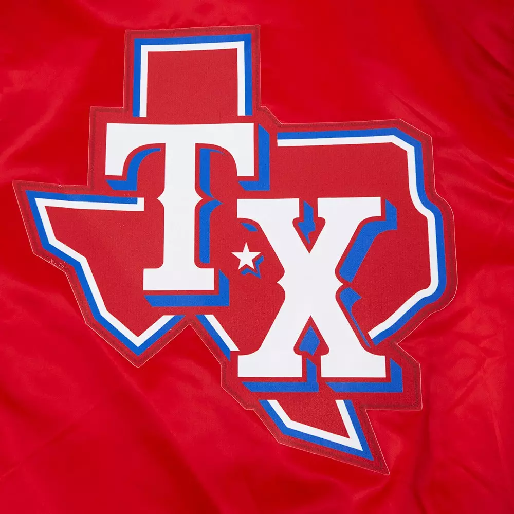 Pro Standard Men's MLB Texas Rangers Script Tail Satin Jacket - Red - RED