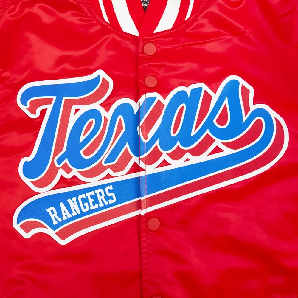 Pro Standard Men's MLB Texas Rangers Script Tail Satin Jacket - Red - RED
