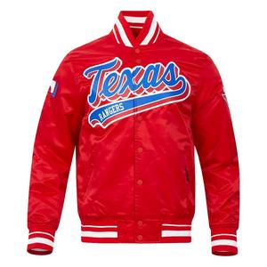 Pro Standard Men's MLB Texas Rangers Script Tail Satin Jacket - Red - RED