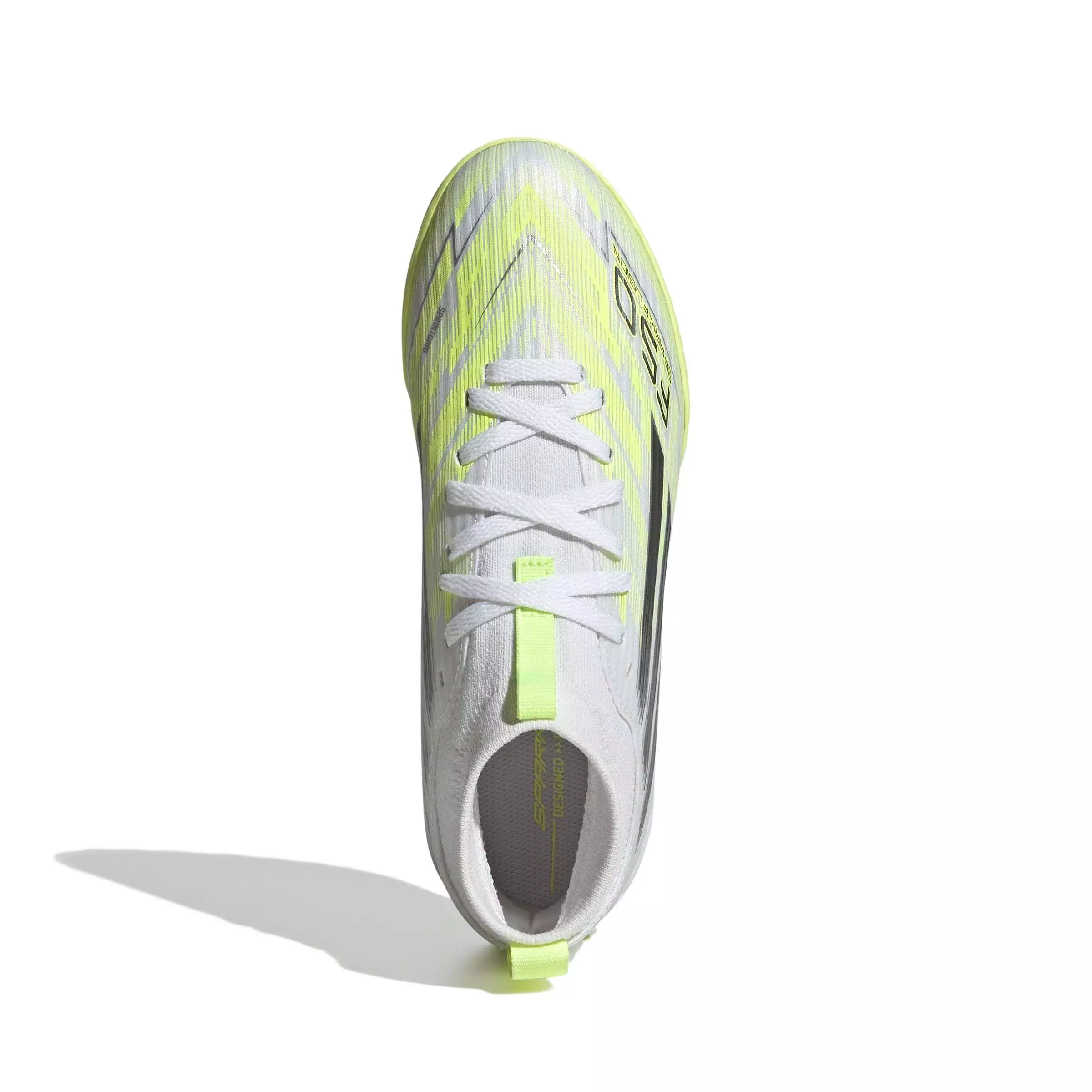 adidas F50 Sparkfusion League Mud Cut Turf "White/Iron/Hi-Res Yellow" Grade School Kids' Soccer Shoe - WHITE/IRON/YELLOW