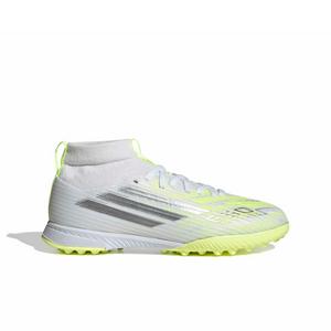 adidas F50 Sparkfusion League Mud Cut Turf "White/Iron/Hi-Res Yellow" Grade School Kids' Soccer Shoe