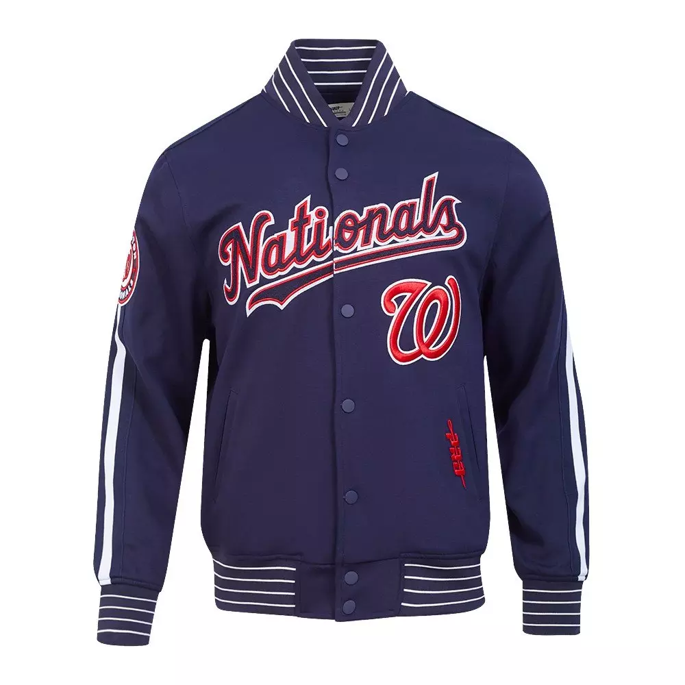 Pro Standard Men's MLB Washington Nationals Current Logo Pro Game Day Double Knit Jacket - NAVY/WHITE