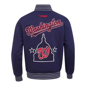 Pro Standard Men's MLB Washington Nationals Current Logo Pro Game Day Double Knit Jacket - NAVY/WHITE