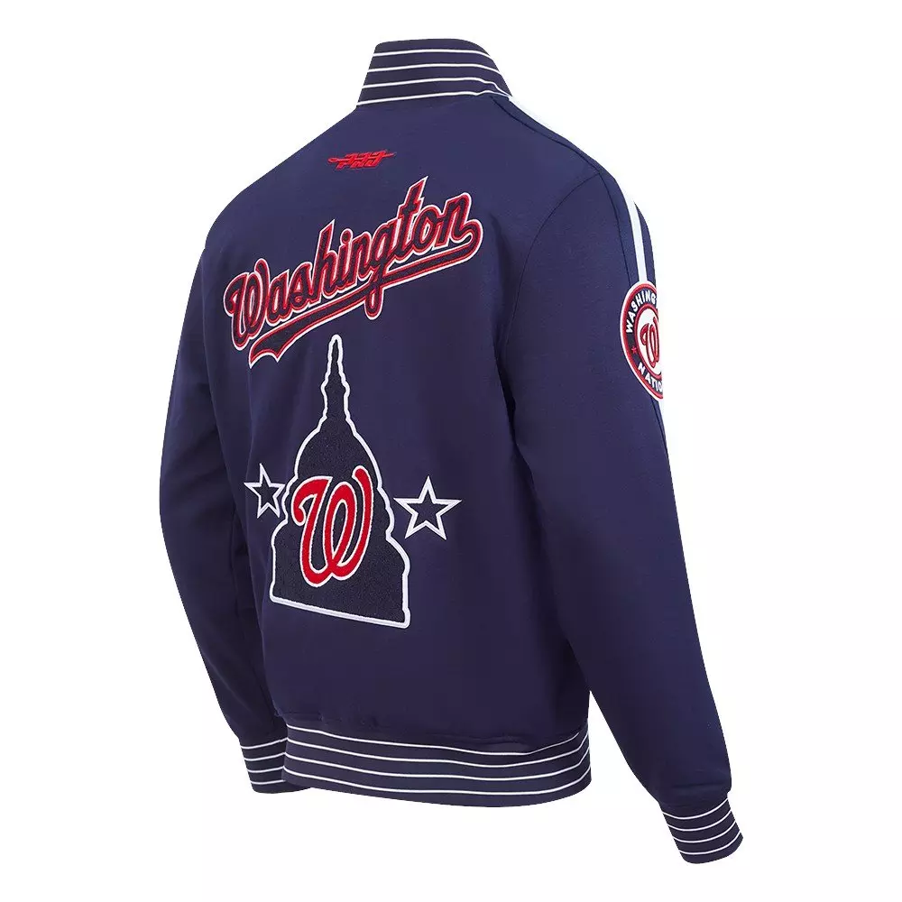 Pro Standard Men's MLB Washington Nationals Current Logo Pro Game Day Double Knit Jacket - NAVY/WHITE