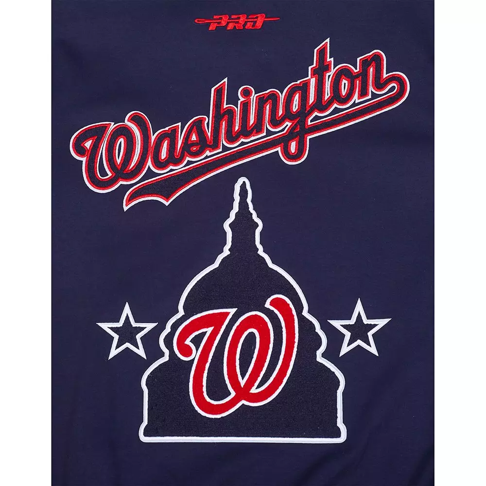Pro Standard Men's MLB Washington Nationals Current Logo Pro Game Day Double Knit Jacket - NAVY/WHITE