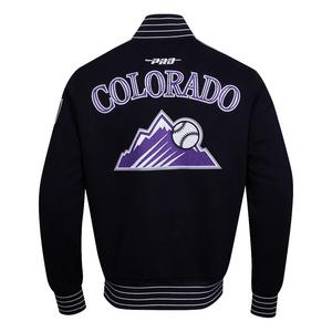 Pro Standard Men's MLB Colorado Rockies Current Logo Pro Game Day Double-Knit Jacket - Black/White - BLACK/WHITE