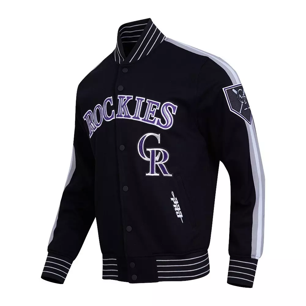 Pro Standard Men's MLB Colorado Rockies Current Logo Pro Game Day Double-Knit Jacket - Black/White - BLACK/WHITE