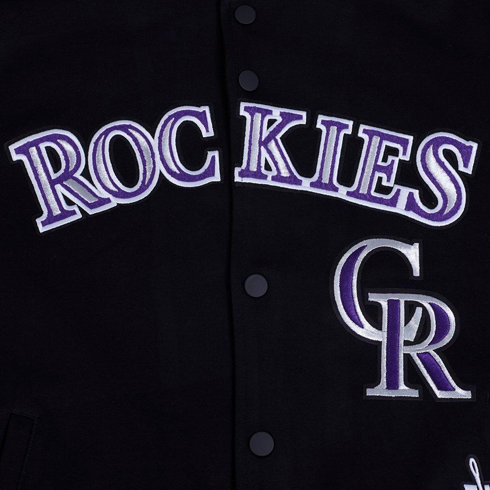 Pro Standard Men's MLB Colorado Rockies Current Logo Pro Game Day Double-Knit Jacket - Black/White - BLACK/WHITE
