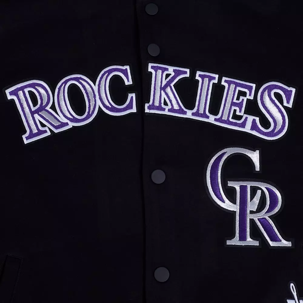 Pro Standard Men's MLB Colorado Rockies Current Logo Pro Game Day Double-Knit Jacket - Black/White - BLACK/WHITE