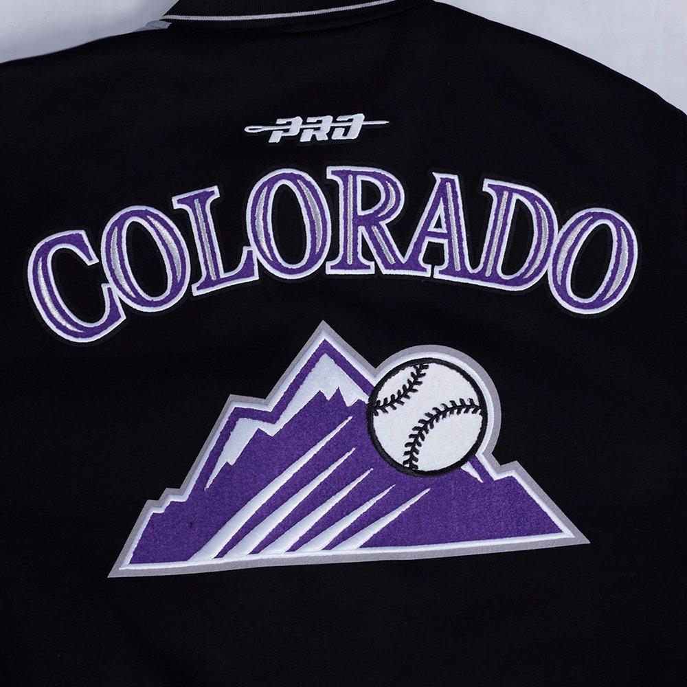 Pro Standard Men's MLB Colorado Rockies Current Logo Pro Game Day Double-Knit Jacket - Black/White - BLACK/WHITE