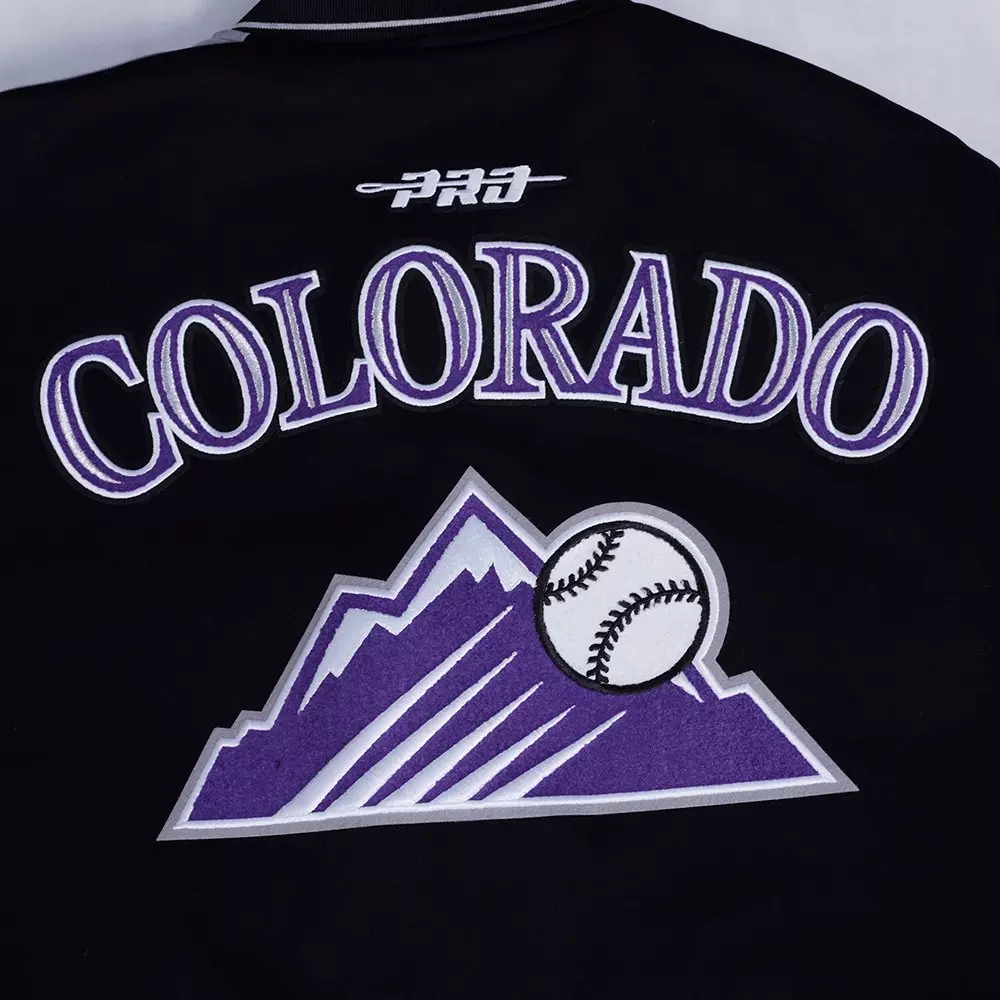Pro Standard Men's MLB Colorado Rockies Current Logo Pro Game Day Double-Knit Jacket - Black/White - BLACK/WHITE