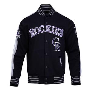 Pro Standard Men's MLB Colorado Rockies Current Logo Pro Game Day Double-Knit Jacket - Black/White - BLACK/WHITE