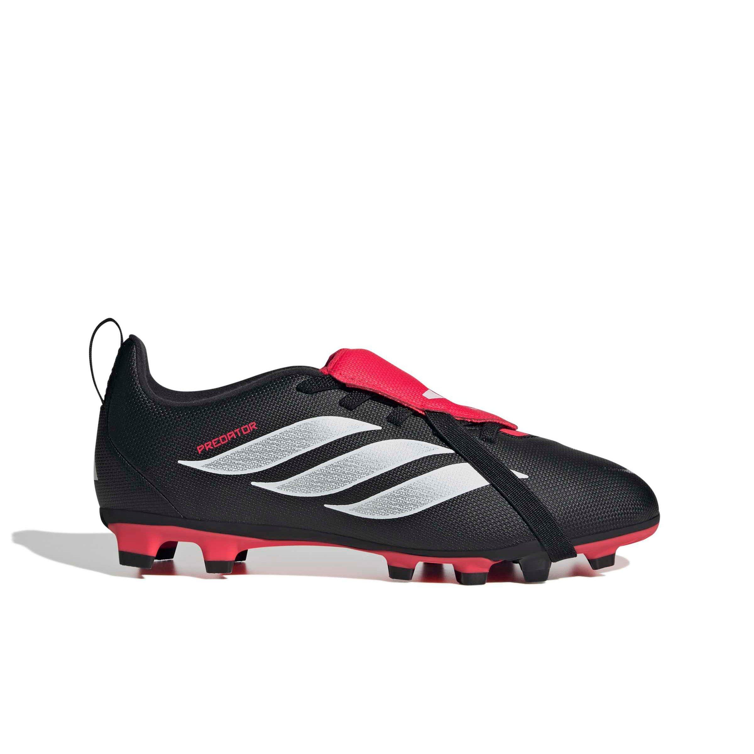 adidas Predator Club FO Tounge EL FG Grade School Kids' "Core Black/White/Lucid Red" Soccer Cleat