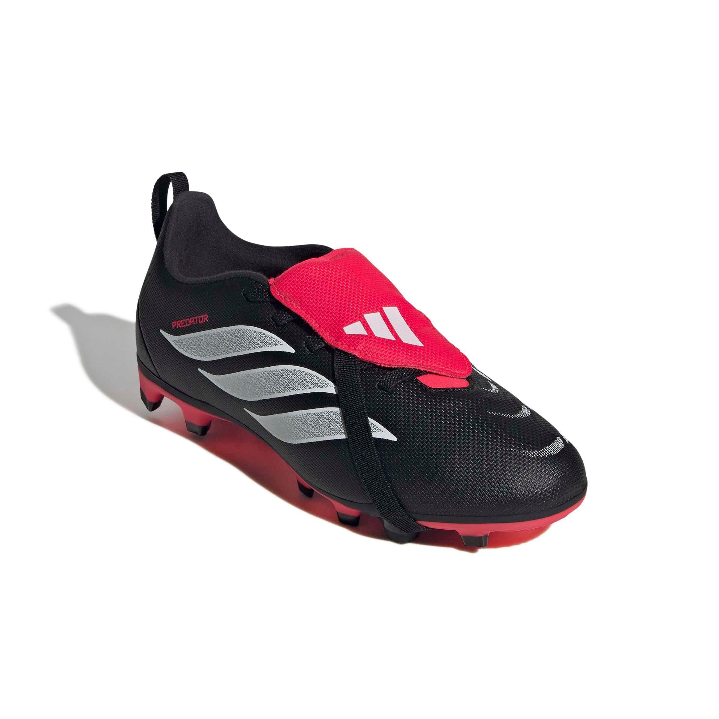 adidas Predator Club FO Tounge EL FG Grade School Kids' "Core Black/White/Lucid Red" Soccer Cleat