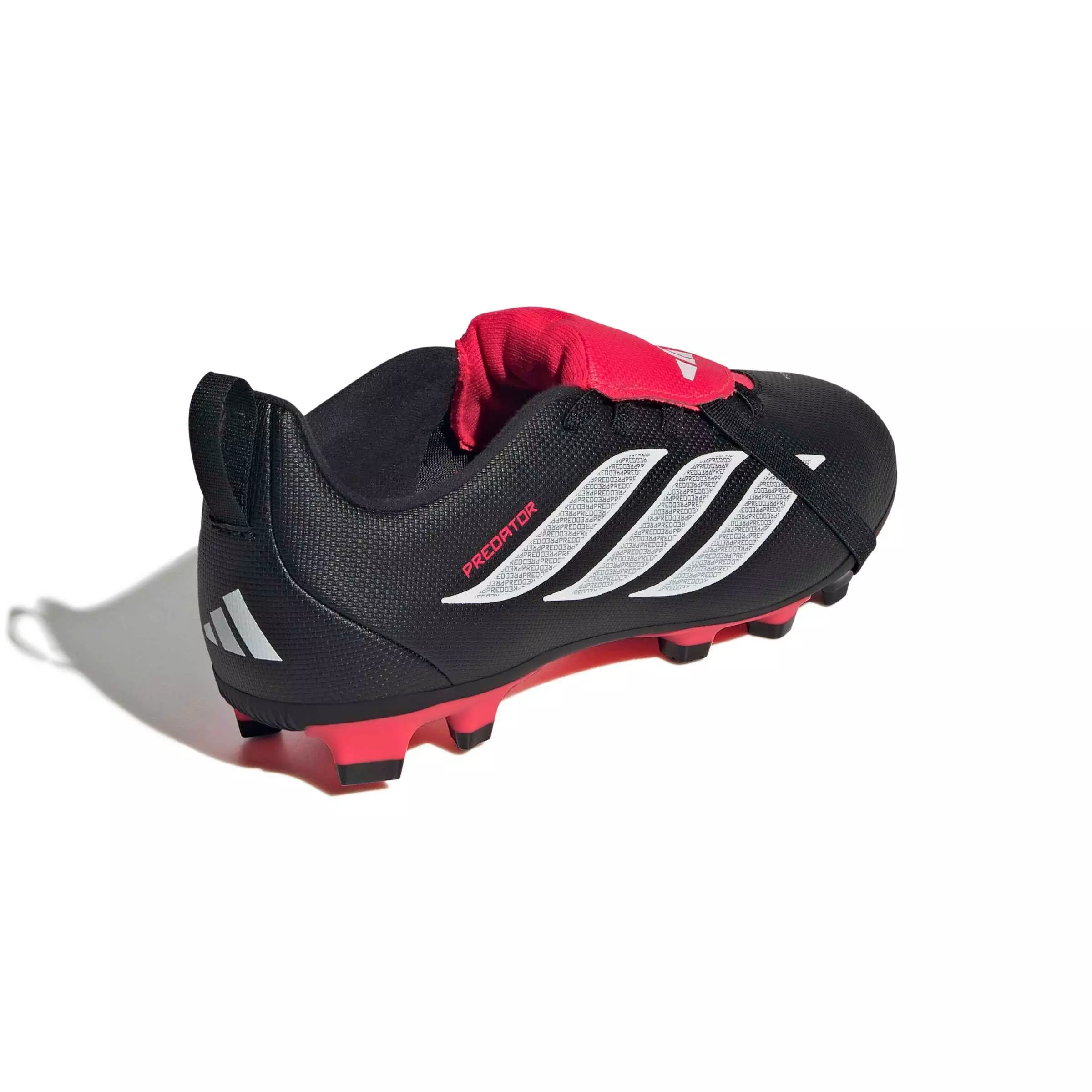 adidas Predator Club FO Tounge EL FG "Core Black/White/Lucid Red" Grade School Kids' Soccer Cleat - BLACK/WHITE/RED