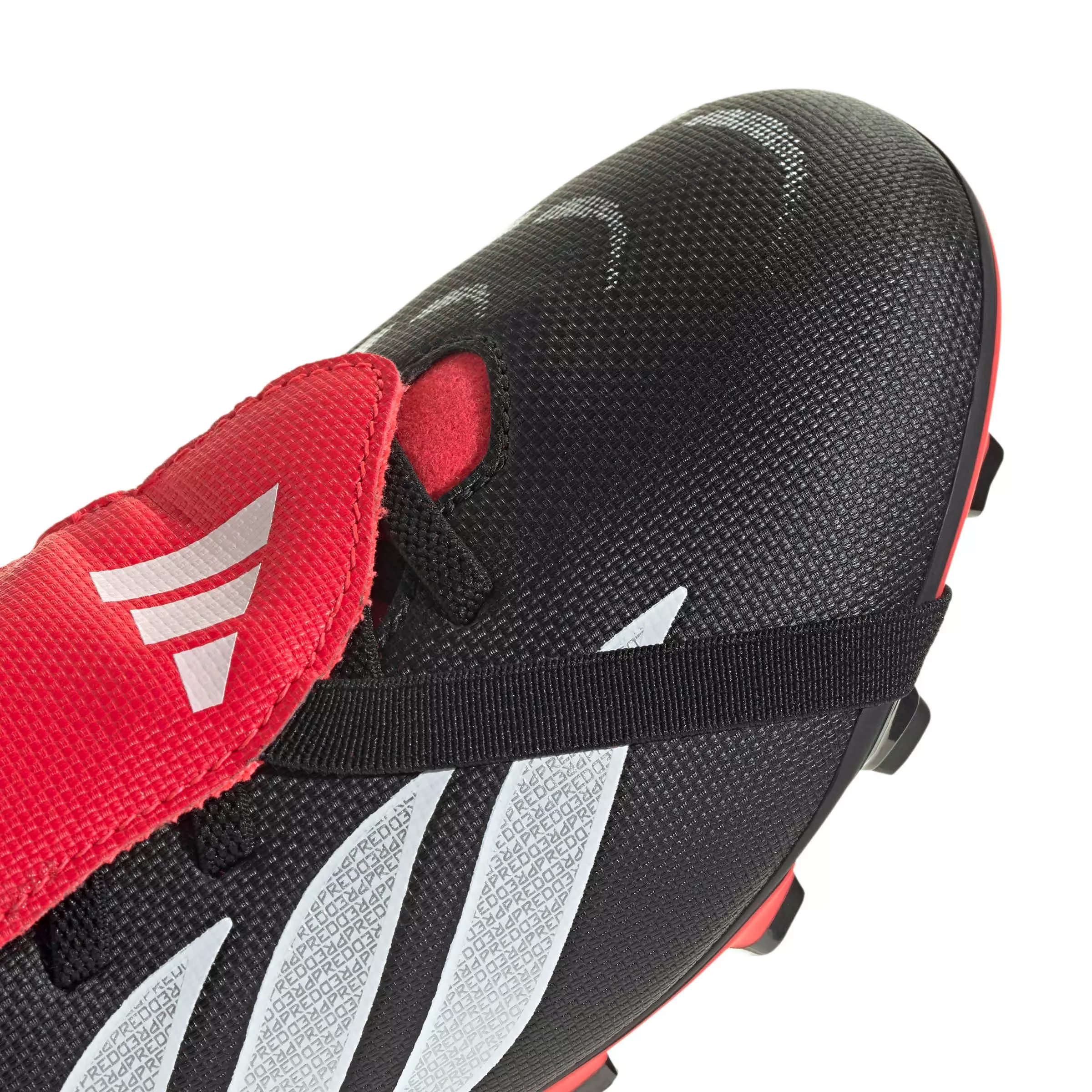 adidas Predator Club FO Tounge EL FG "Core Black/White/Lucid Red" Grade School Kids' Soccer Cleat - BLACK/WHITE/RED