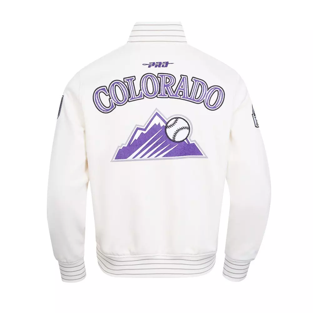 Pro Standard Men's MLB Colorado Rockies Current Logo Pro Game Day Double-Knit Jacket - Eggshell - EGGSHELL