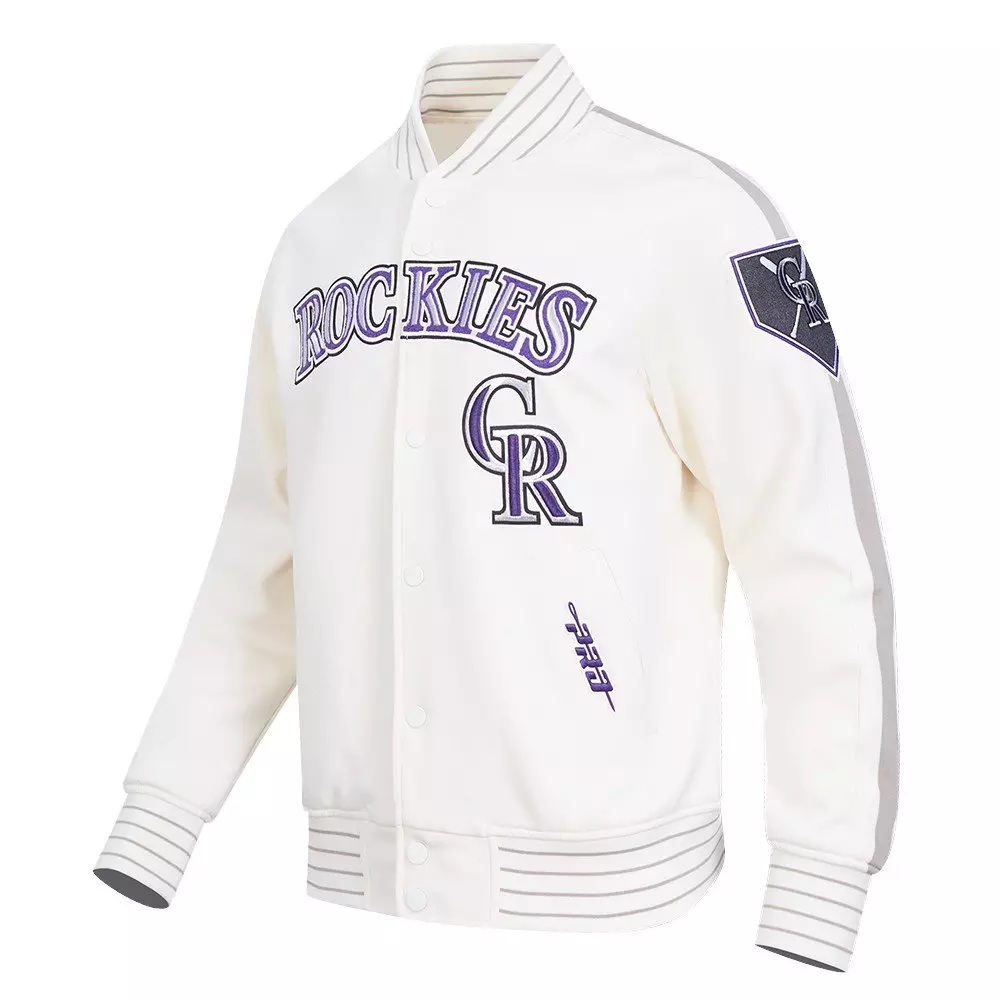 Pro Standard Men's MLB Colorado Rockies Current Logo Pro Game Day Double-Knit Jacket - Eggshell - EGGSHELL