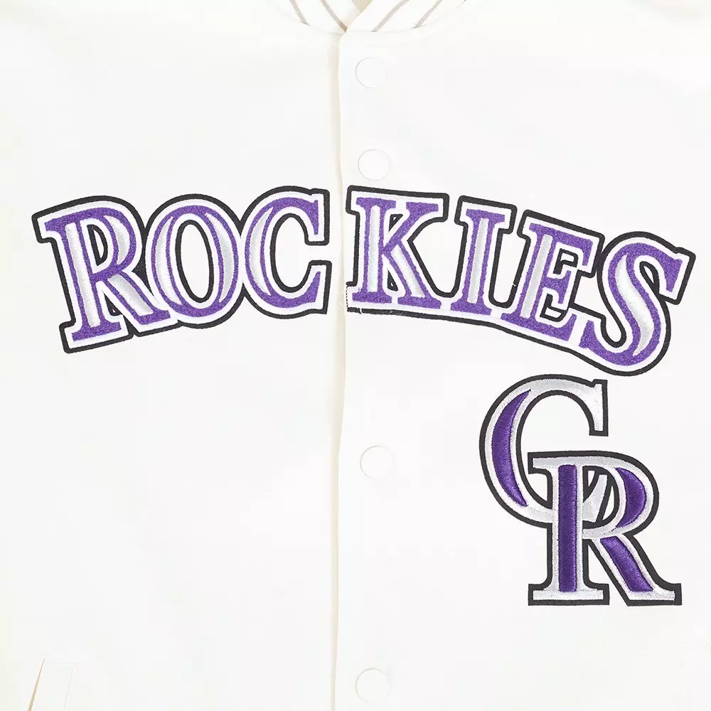 Pro Standard Men's MLB Colorado Rockies Current Logo Pro Game Day Double-Knit Jacket - Eggshell - EGGSHELL