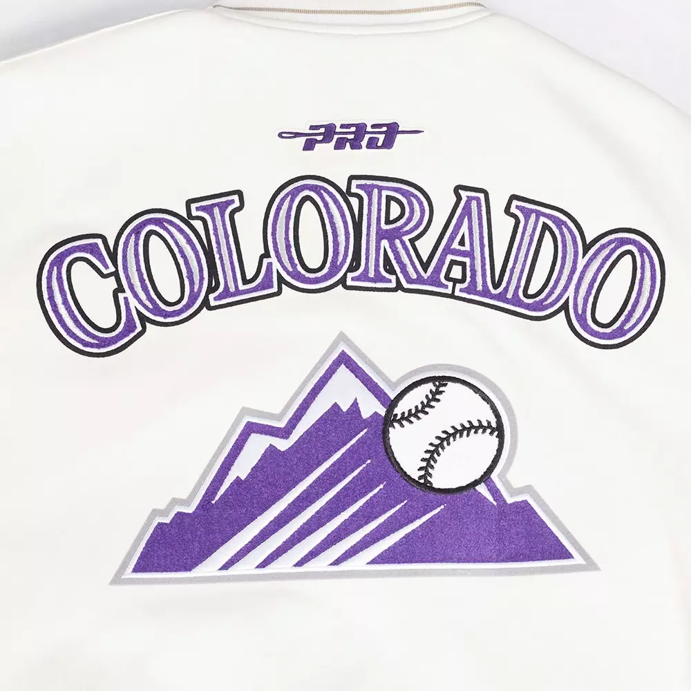 Pro Standard Men's MLB Colorado Rockies Current Logo Pro Game Day Double-Knit Jacket - Eggshell - EGGSHELL